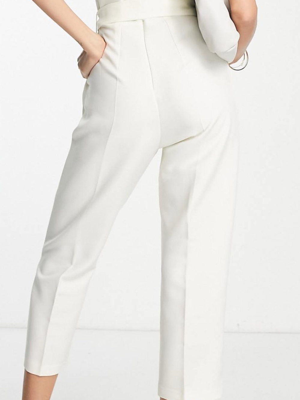 ASOS White High-Waist Cropped Tailored Pants
